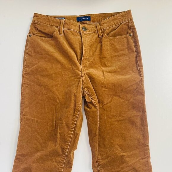 Talbots Pant Trouser High Waist Jegging Ankle Corduroy Neural Camel Stretch - Picture 2 of 8